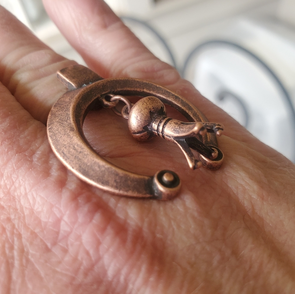 Boho Hippie Naja Squash Blossom charm native vtg inspired ring - Picture 3 of 8